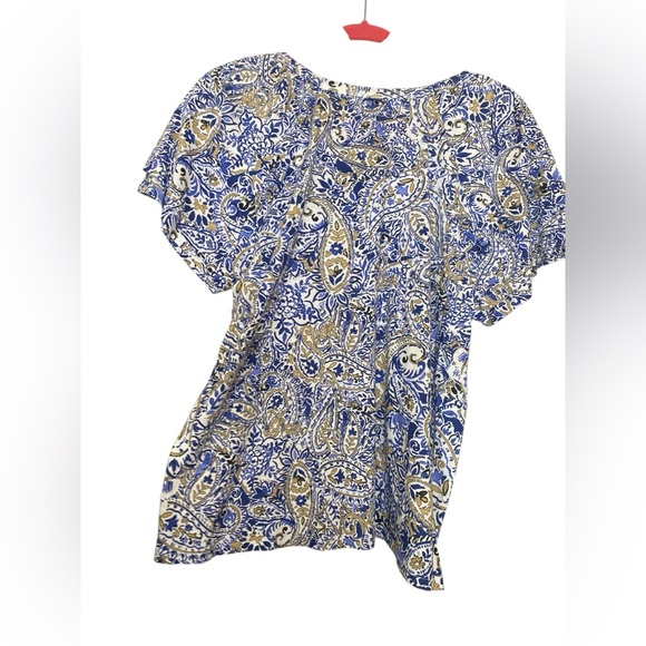 NWT Raphaella Emparo Blue Flutter Sleeve Shirt Size XXL - Picture 2 of 4